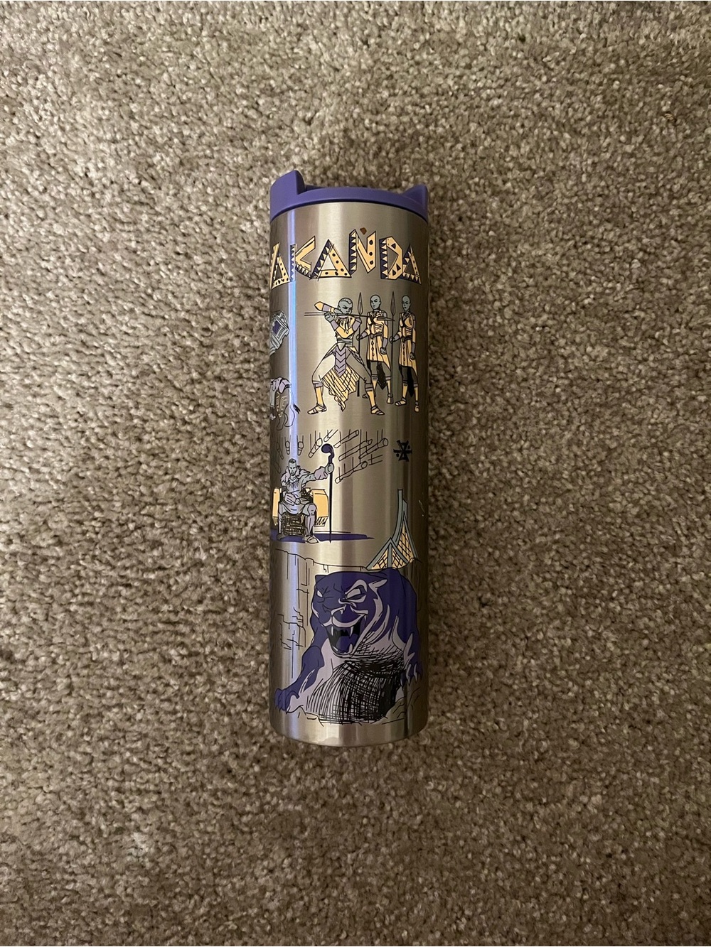 Marvel Stainless Steel Tumbler with Purple Lid and Multicolor Logo